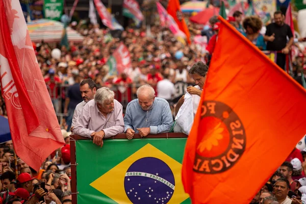 Paulo 2022 Lula Alckmin Haddad Participate March Paulista Saturday Afternoon — Stock Photo, Image