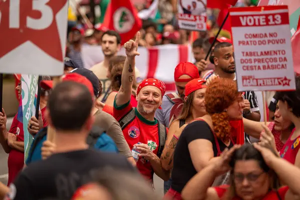 Paulo 2022 Lula Alckmin Haddad Bir Yürüyüşe Katıldılar Paulista Cumartesi — Stok fotoğraf