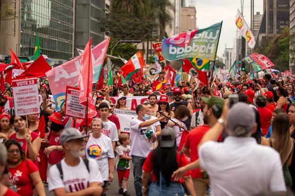Paulo 2022 Lula Alckmin Haddad Participan Una Marcha Paulista Este — Foto de Stock