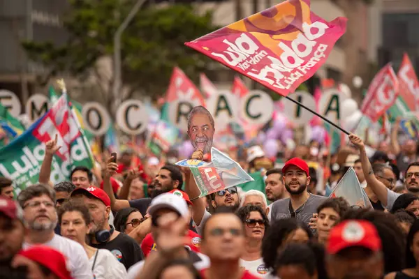 Paulo 2022Lula Alckmin Haddad Participent Une Marche Sur Paulista Samedi — Photo