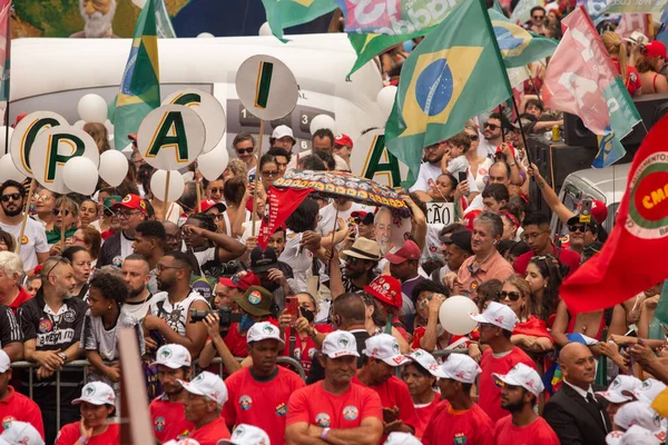 Paulo 2022 Lula Alckmin Haddad Participam Uma Marcha Paulista Neste — Fotografia de Stock