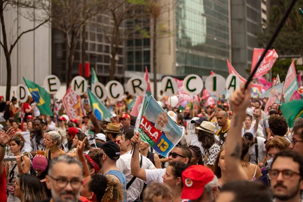 Paulo 2022Lula Alckmin Und Haddad Nehmen Einem Marsch Paulista Diesen — Stockfoto
