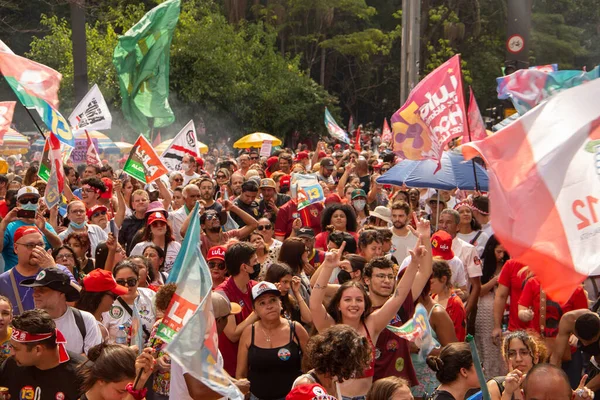 Paulo 2022 Lula Alckmin Haddad Participate March 本星期六下午 29日 在乌拉圭前总统若泽 — 图库照片