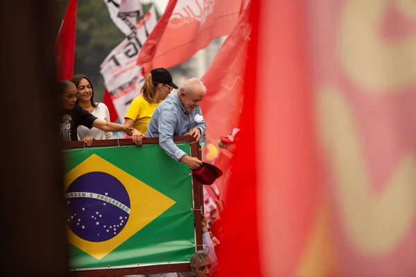 Paulo 2022 Lula Alckmin Haddad Participate March Paulista Saturday Afternoon — Stock Photo, Image
