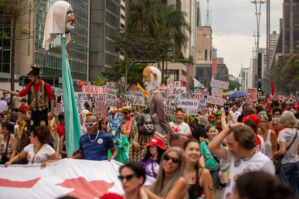 Paulo 2022Lula Alckmin Haddad Participent Une Marche Sur Paulista Samedi — Photo