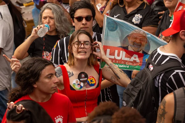 Paulo 2022 Lula Alckmin Haddad Uczestniczą Marszu Paulista Sobotę Południu — Zdjęcie stockowe
