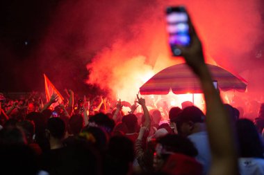 SO PAULO (SP), 10 / 30 / 2022Bu Pazar gecesi Avenida Paulista 'da toplanan seçmenler, Luiz Incio Lula da Silva' nın (PT) cumhurbaşkanlığına zaferini kutladı..