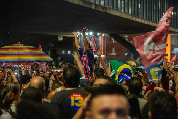 Paulo 2022Una Folla Elettori Riunita Avenida Paulista Questa Domenica Sera — Foto Stock