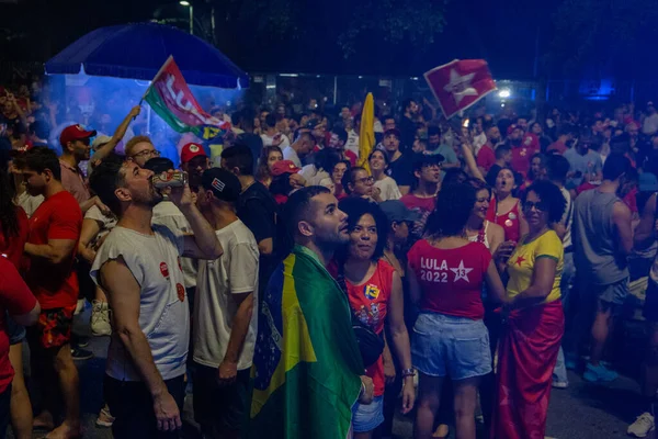 Paulo 2022Una Multitud Votantes Reunió Avenida Paulista Este Domingo Por —  Fotos de Stock