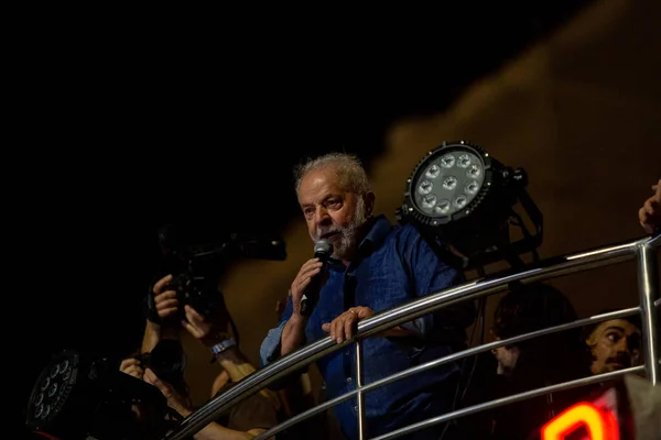 stock image SO PAULO (SP), 10/30/2022Luiz Incio Lula da Silva (PT) to the Presidency of the Republic, celebrates the victory of the 2022 elections, President of the Republic of Brazil