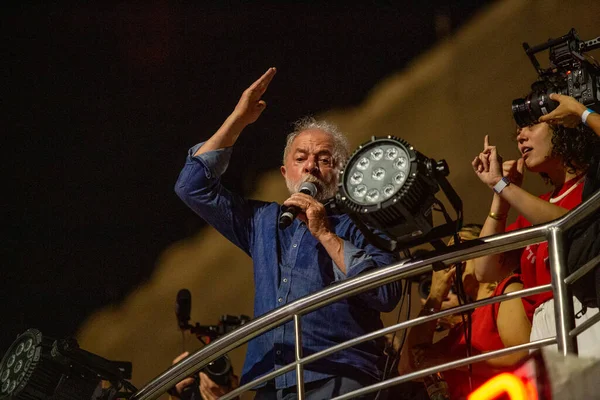 Paulo 2022Luiz Incio Lula Silva Presidencia República Celebra Victoria Las — Foto de Stock