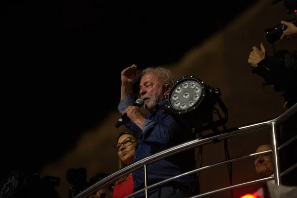 stock image SO PAULO (SP), 10/30/2022Luiz Incio Lula da Silva (PT) to the Presidency of the Republic, celebrates the victory of the 2022 elections, President of the Republic of Brazil