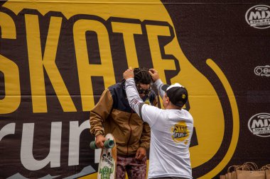 PAULO, BRAZIL - NOVEMBER 06, 20215th Virada Esportiva de So Paulo, dünyanın en büyük paten yarışı, birkaç ekstrem spor, Slackline ve Highline 'ın katılımıyla, 7 yıldan fazla bir süre sonra başkente geri dönüyor.. 