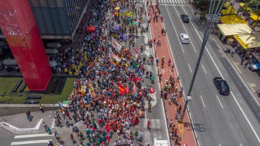 PAULO BRAZIL, NOVEMBER 20, 2022, Siyahi Bilinç Günü için 19 Mart hava görüşü bu yılın teması olarak bir Brezilya ve Demokrasi ve Irkçılık Olmaksızın So Paulo için Masp 'ta toplandı.. 