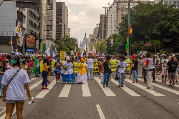 Paulo Brasil Novembro 2022 Xix Marcha Dia Consciência Negra Reuniu — Fotografia de Stock