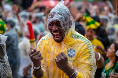 PAULO SP, NOVEMBER 28, 2022 FIFA Fan Festivali, Vale do Anhangaba, Orta Bölgesi, Brezilya ve İsviçre arasında bu pazartesi öğleden sonra Katar 'da oynanan 2022 Dünya Kupası sırasında,. 