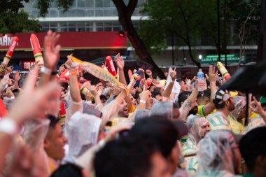 PAULO SP, NOVEMBER 28, 2022 FIFA Fan Festivali, Vale do Anhangaba, Orta Bölgesi, Brezilya ve İsviçre arasında bu pazartesi öğleden sonra Katar 'da oynanan 2022 Dünya Kupası sırasında,. 