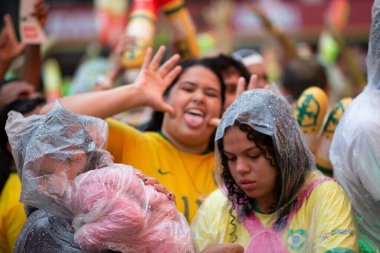 PAULO SP, NOVEMBER 28, 2022 FIFA Fan Festivali, Vale do Anhangaba, Orta Bölgesi, Brezilya ve İsviçre arasında bu pazartesi öğleden sonra Katar 'da oynanan 2022 Dünya Kupası sırasında,. 