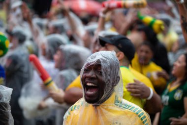 PAULO SP, NOVEMBER 28, 2022 FIFA Fan Festivali, Vale do Anhangaba, Orta Bölgesi, Brezilya ve İsviçre arasında bu pazartesi öğleden sonra Katar 'da oynanan 2022 Dünya Kupası sırasında,. 