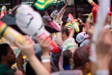PAULO SP, NOVEMBER 28, 2022 FIFA Fan Festivali, Vale do Anhangaba, Orta Bölgesi, Brezilya ve İsviçre arasında bu pazartesi öğleden sonra Katar 'da oynanan 2022 Dünya Kupası sırasında,. 