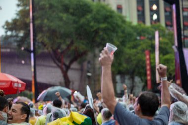 PAULO SP, NOVEMBER 28, 2022 FIFA Fan Festivali, Vale do Anhangaba, Orta Bölgesi, Brezilya ve İsviçre arasında bu pazartesi öğleden sonra Katar 'da oynanan 2022 Dünya Kupası sırasında,. 