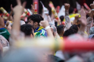 PAULO SP, NOVEMBER 28, 2022 FIFA Fan Festivali, Vale do Anhangaba, Orta Bölgesi, Brezilya ve İsviçre arasında bu pazartesi öğleden sonra Katar 'da oynanan 2022 Dünya Kupası sırasında,. 