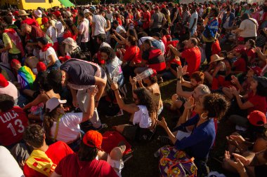 BRASILIA BRAZIL, HAZİRAN 01, 2023, Üçüncü kez başkan seçilen Luiz Incio Lula da Silva seçmenleri, göreve başlama törenine katılmak üzere Brasilia 'da toplandılar.