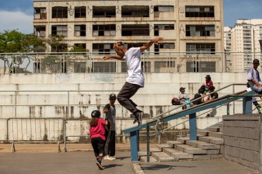 SAO PAULO, BRAZIL JANUARY 15, 2023, skateboarding championship at the extreme sports center in sao paulo clipart