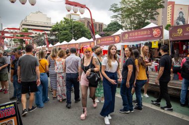 Aerial view, drone photography of the Liberdade neighborhood on Chinese New Year's Day