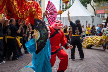 chinese new year party in the neighborhood of Liberdade in So Paulo Brazil