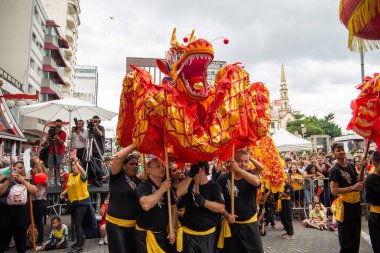 chinese new year party in the neighborhood of Liberdade in So Paulo Brazil