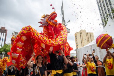 chinese new year party in the neighborhood of Liberdade in So Paulo Brazil