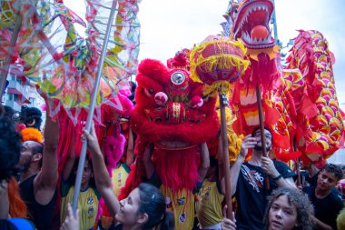 chinese new year party in the neighborhood of Liberdade in So Paulo Brazil