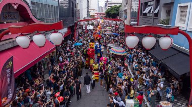 chinese new year party in the neighborhood of Liberdade in So Paulo Brazil