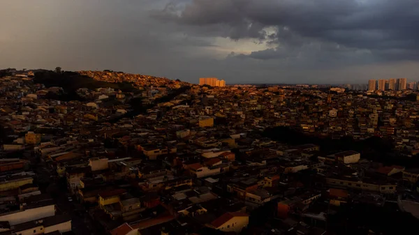 Paulo Brazil Mart 2023 Guarulhos Şehrinde Günbatımının Hava Görüntüsü — Stok fotoğraf