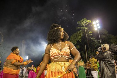 Paulo - 21 Ocak 2024: So Paulo karnavalının samba okulları Pazar gecesi Sambadrome 'da teknik prova yaptılar (21 Ocak)).