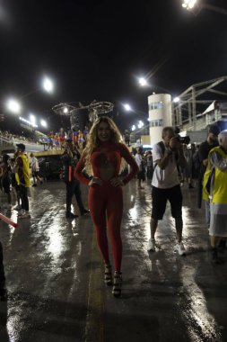 Paulo - 21 Ocak 2024: So Paulo karnavalının samba okulları Pazar gecesi Sambadrome 'da teknik prova yaptılar (21 Ocak)).