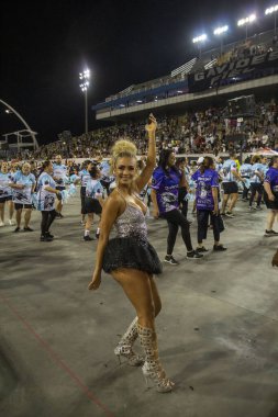 Paulo - 21 Ocak 2024: So Paulo karnavalının samba okulları Pazar gecesi Sambadrome 'da teknik prova yaptılar (21 Ocak)).