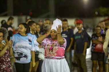 Paulo - 21 Ocak 2024: So Paulo karnavalının samba okulları Pazar gecesi Sambadrome 'da teknik prova yaptılar (21 Ocak)).