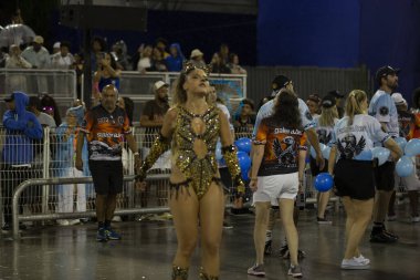 Paulo - 21 Ocak 2024: So Paulo karnavalının samba okulları Pazar gecesi Sambadrome 'da teknik prova yaptılar (21 Ocak)).