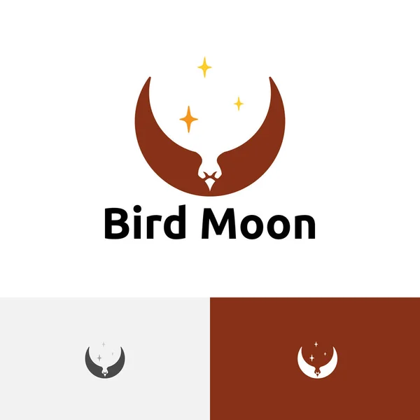 Логотип Bird Moon Eagle Wings Fly Stars Crescent Moon — стоковый вектор