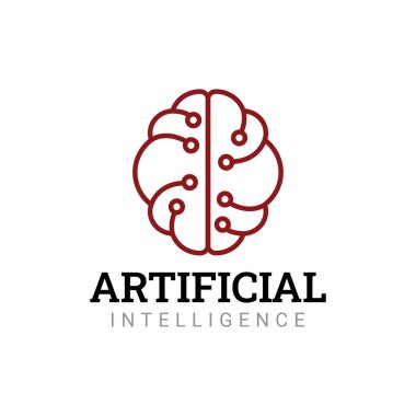 Yapay Zeka Akıllı Beyin Çemberi Modern Teknoloji Hattı Logo Şablonu