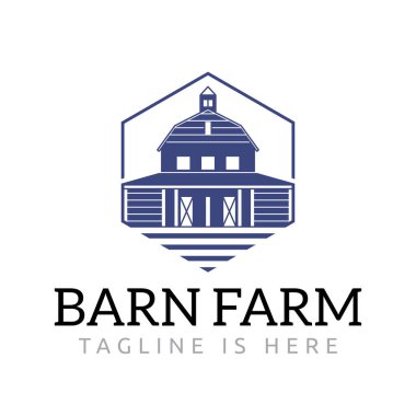 Geleneksel Çiftlik Hayvanları Depo Biçimli Altıgen Ahır Ev Binası Logo Şablonu