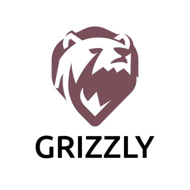 Grizzly Head Logosu Damgalama için Modern Hayvan İşareti