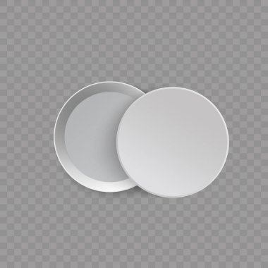 White blank packaging gift boxes. A set of open and closed box at different angles. Set of objects on a transparent background. Vector illustration, EPS 10.