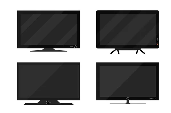Duvar Geniş Plazma Siyah Led Televizyonu Boş Arkaplanda Izole Edilmiş — Stok Vektör