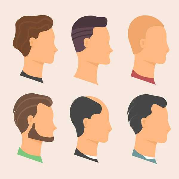 Olika Mänskliga Ansikte Manliga Och Kvinnliga Huvuden Med Olika Frisyrer — Stock vektor