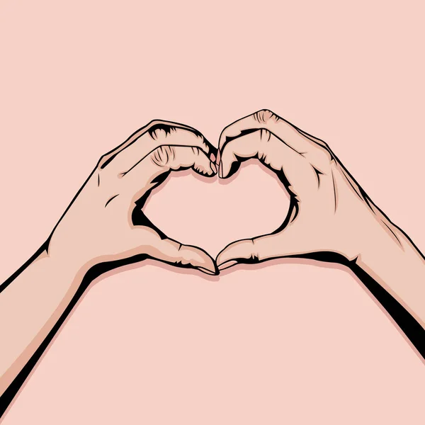 Symbol Lásky Symbol Srdce Znamení Lásky Dvě Ruce Romantický Moment — Stockový vektor