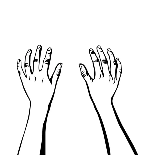 오른쪽 키보드로 타이핑하는 손으로 일하는 사람들 손가락 삽화입니다 테두리 — 스톡 벡터