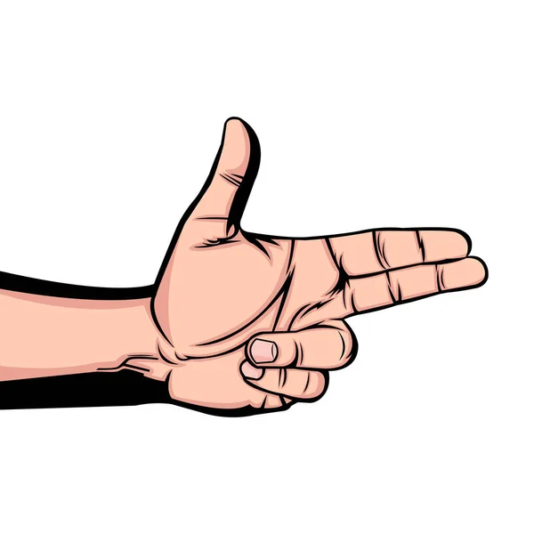Schießen Handgeste Mit Zwei Fingern Einfache Vektorillustration Körperteil Fingergeste Linienkunst — Stockvektor